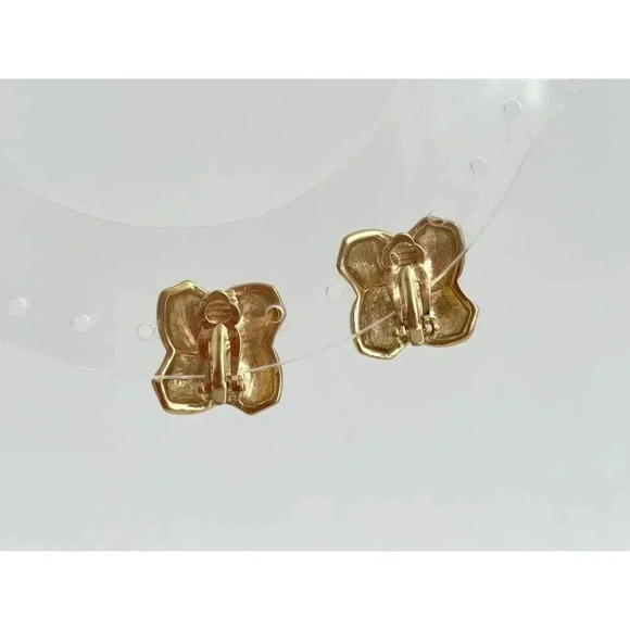 Vintage Gold Toned Pinwheel Motif 80's Retro Style Clip On Earrings - Picture 7 of 7